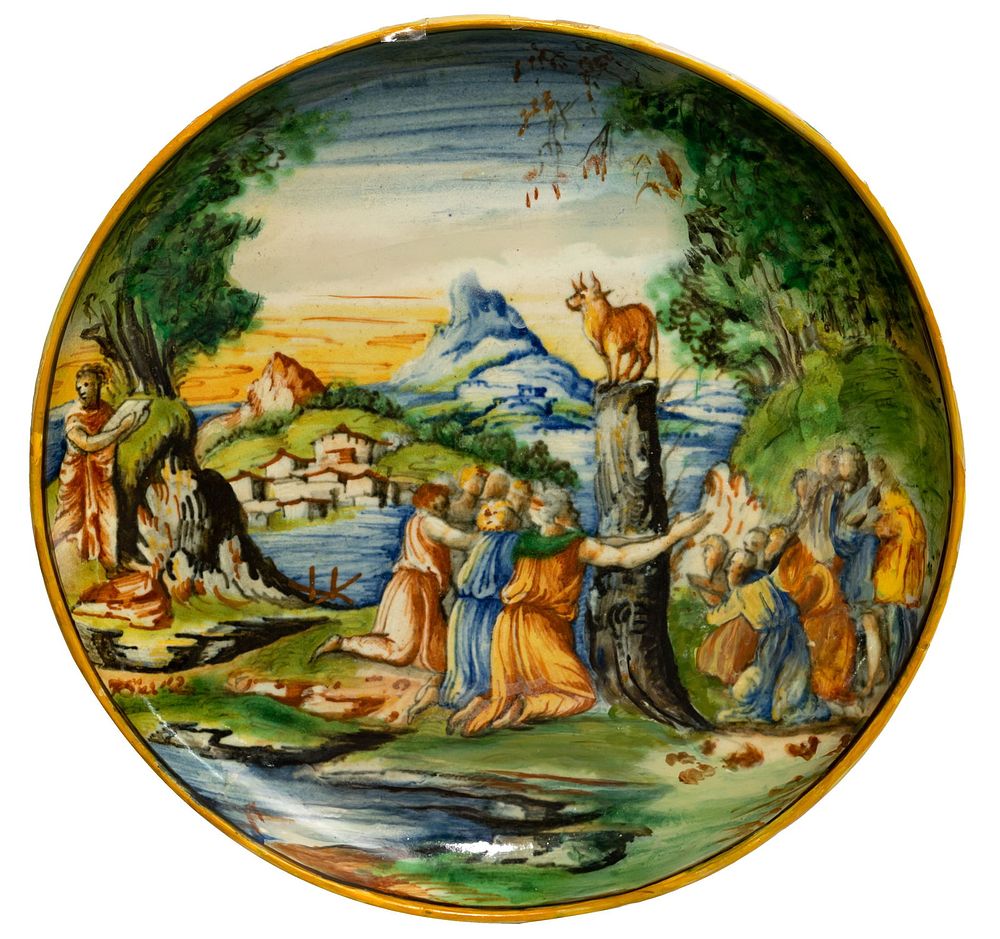 Lot 233: Italian Urbino Istoriato Majolica Charger