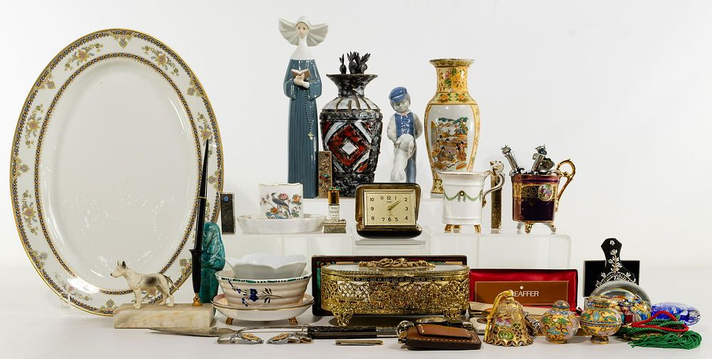 Lot 241: Porcelain, Desk and Vanity Assortment