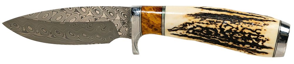 Lot 275: Rob Hudson 'Damascus Drop Point Hunter' Custom Knife