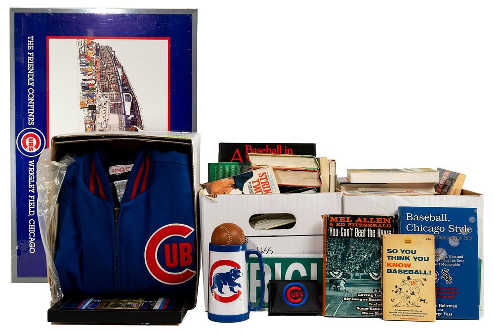 Lot 310: Chicago Cubs Memorabilia and Baseball Book Assortment