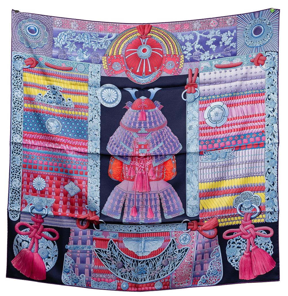 Lot 337: Hermes 'Samurai Adornments' Silk Twill Scarf