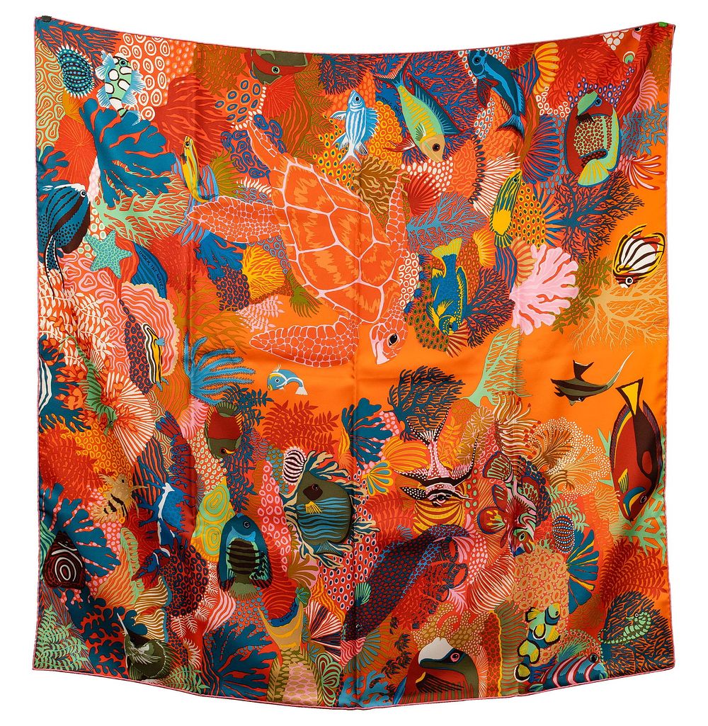 Lot 338: Hermes 'Under the Waves' Silk Twill Scarf