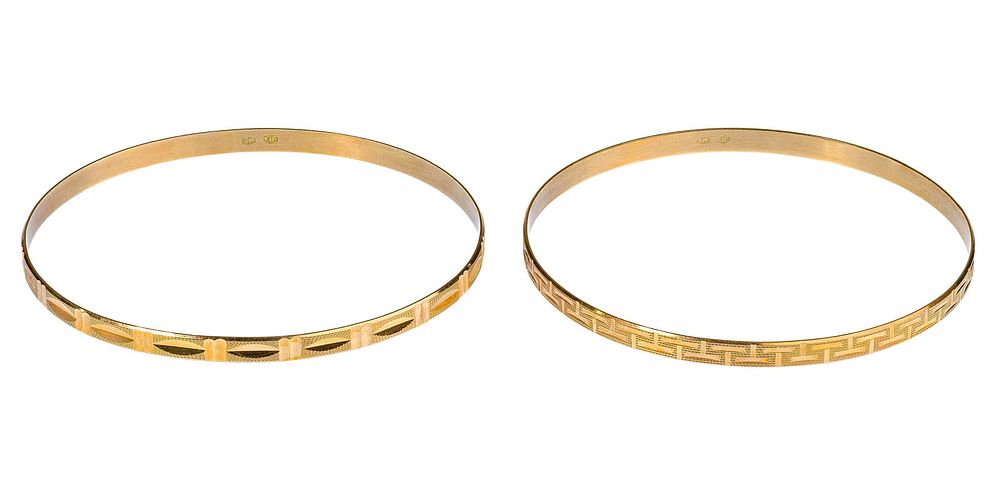 Lot 351: 18k Yellow Gold Bangle Bracelets