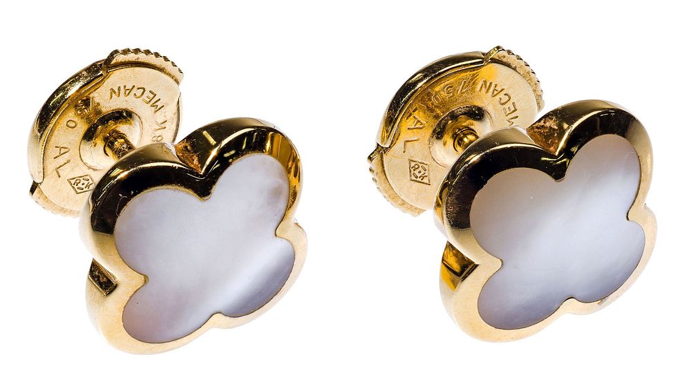 Lot 353: Van Cleef & Arpels 18k Yellow Gold and Mother of Pearl