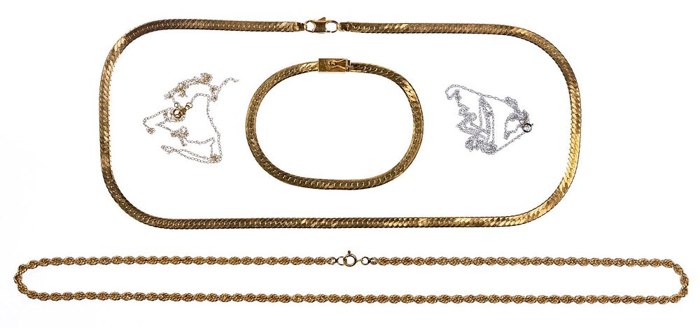 Lot 378: 14k Yellow and White Gold Necklace and Bracelet