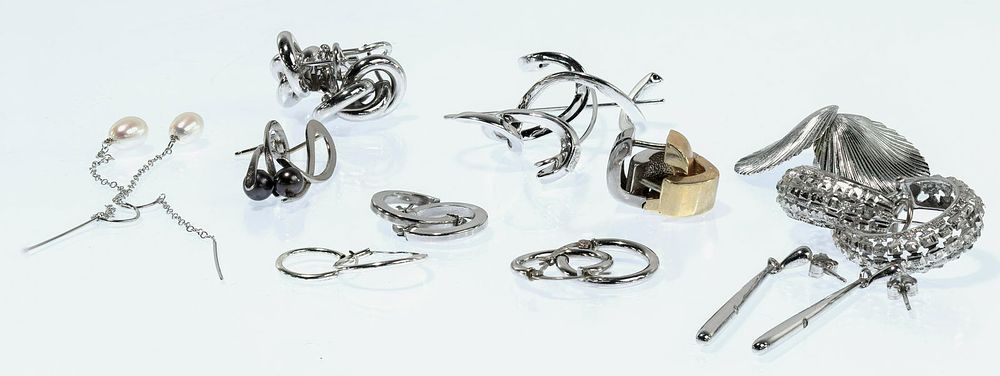 Lot 383: 14k White Gold Earring Assortment