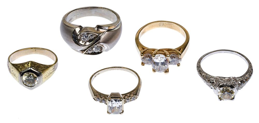 Lot 401: 14k White and Yellow Gold and Gemstone Rings