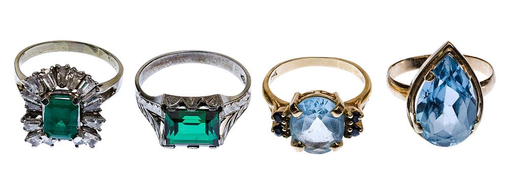 Lot 407: 14k White and Yellow Gold and Gemstone Rings