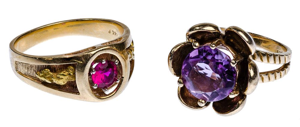 Lot 408: 14k Yellow Gold and Gemstone Rings