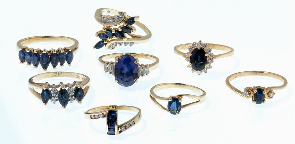 Lot 416: 14k Yellow Gold, Gemstone and Diamond Ring Assortment
