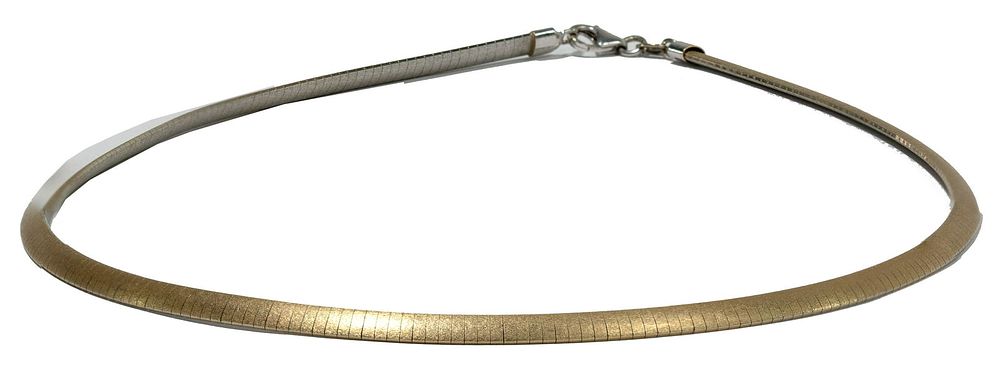 Lot 428: 14k Yellow and White Brushed Gold Omega Necklace