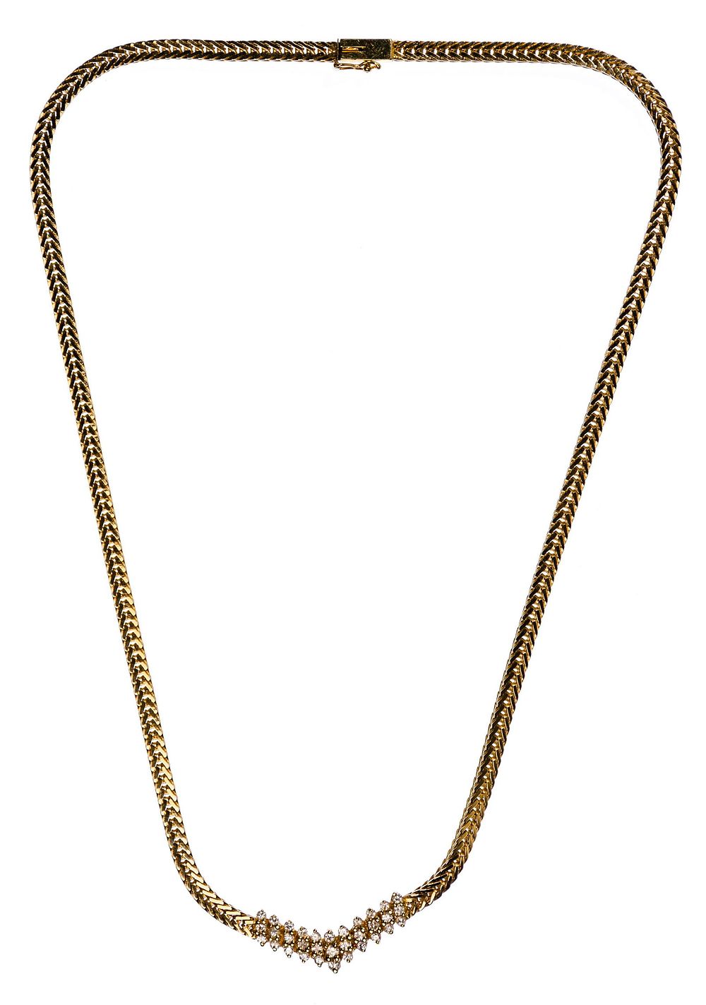 Lot 429: 14k Yellow Gold and Diamond Necklace
