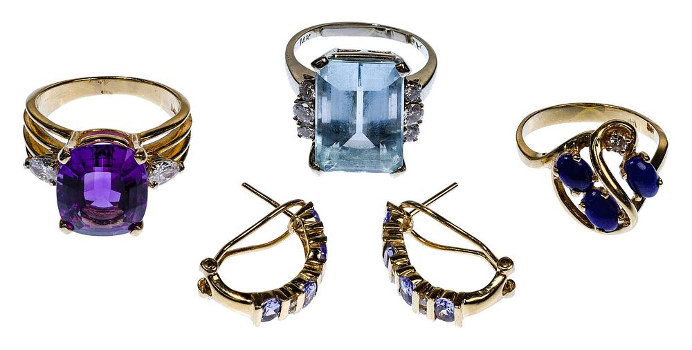 Lot 441: 14k Yellow Gold, Gemstone and Diamond Jewelry