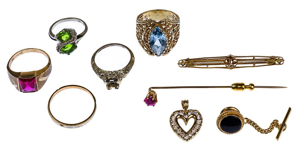 Lot 453: 10k White and Yellow Gold and Gemstone Jewelry