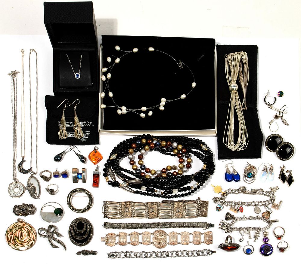 Lot 501: Sterling and European Silver Jewelry Assortment
