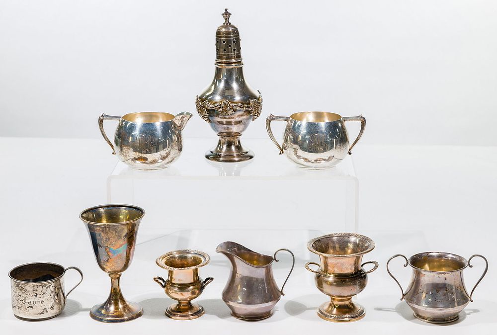 Lot 539: Sterling Silver and European Silver (900) Hollowware