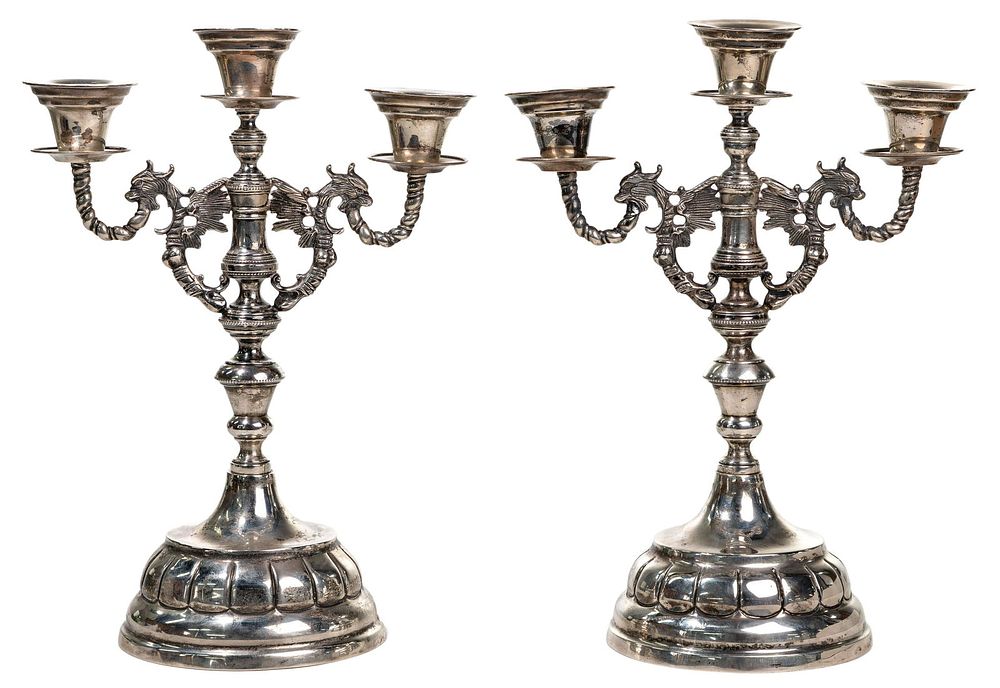 Lot 544: Mexican Sterling Silver Candelabras
