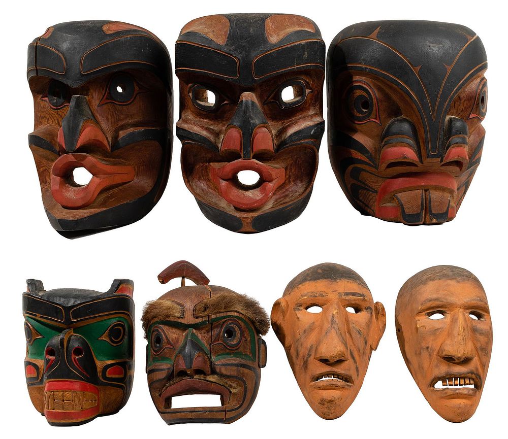 Lot 189: North American Indian Kwakiutl Wood Mask Assortment