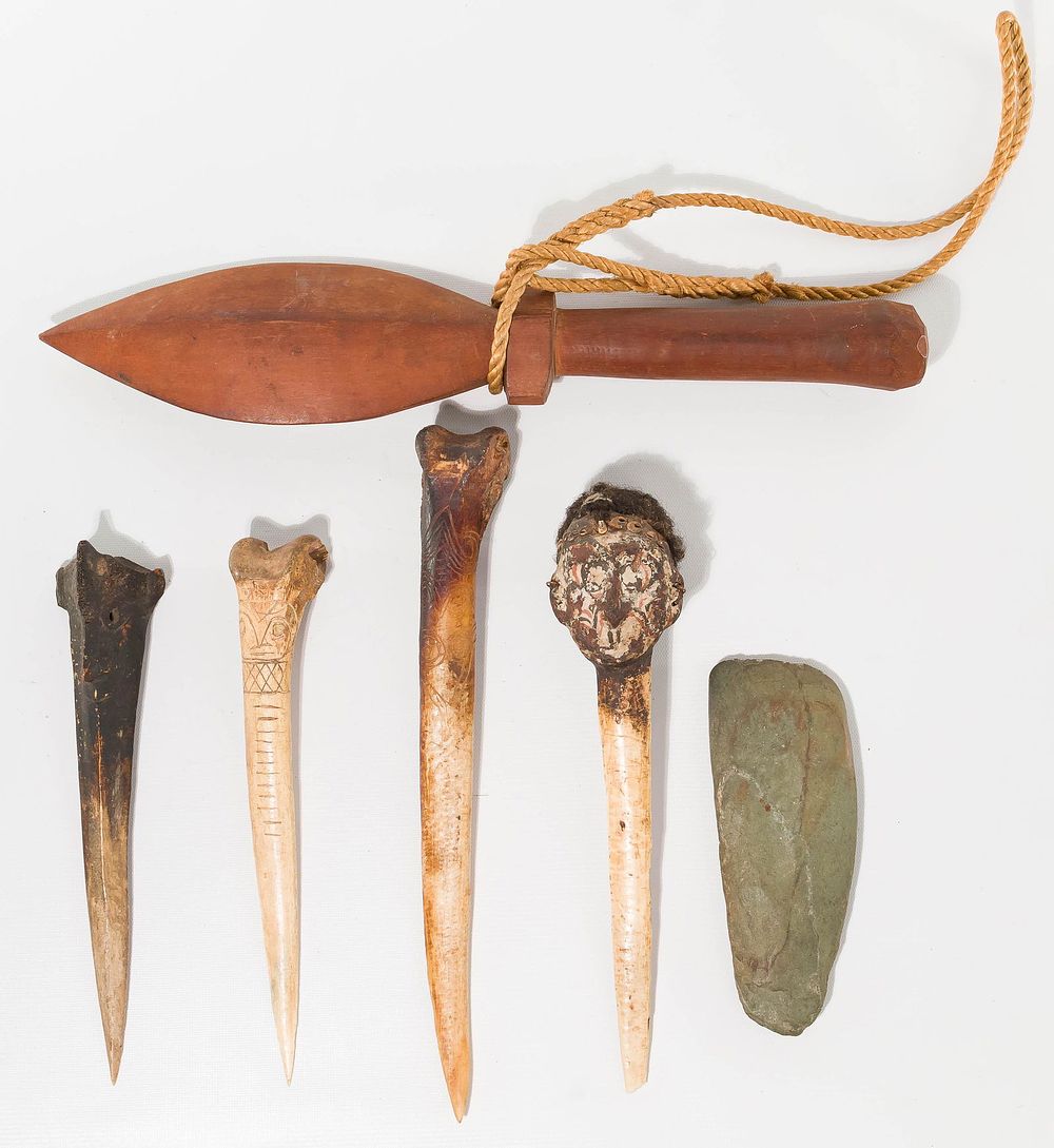Lot 191: Oceanic Wood, Bone and Stone Weapon Assortment