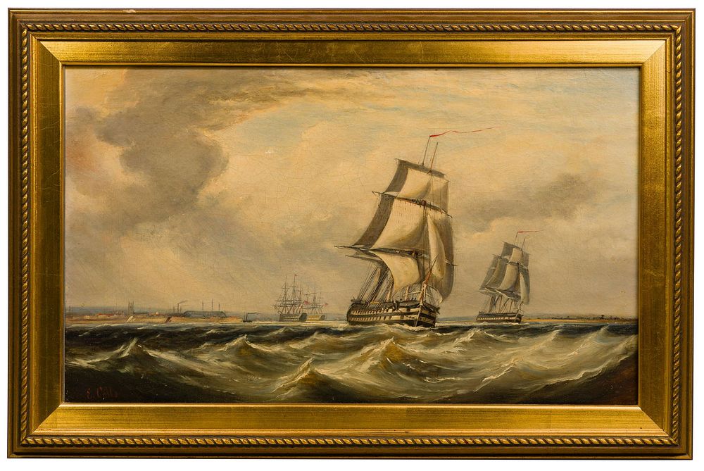 Lot 236: Ebenezer Colls (British, 1812-1887) "Man of War" Oil