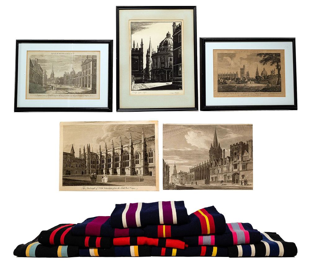 Lot 271: Oxford University Print and Academic Scarf Assortment