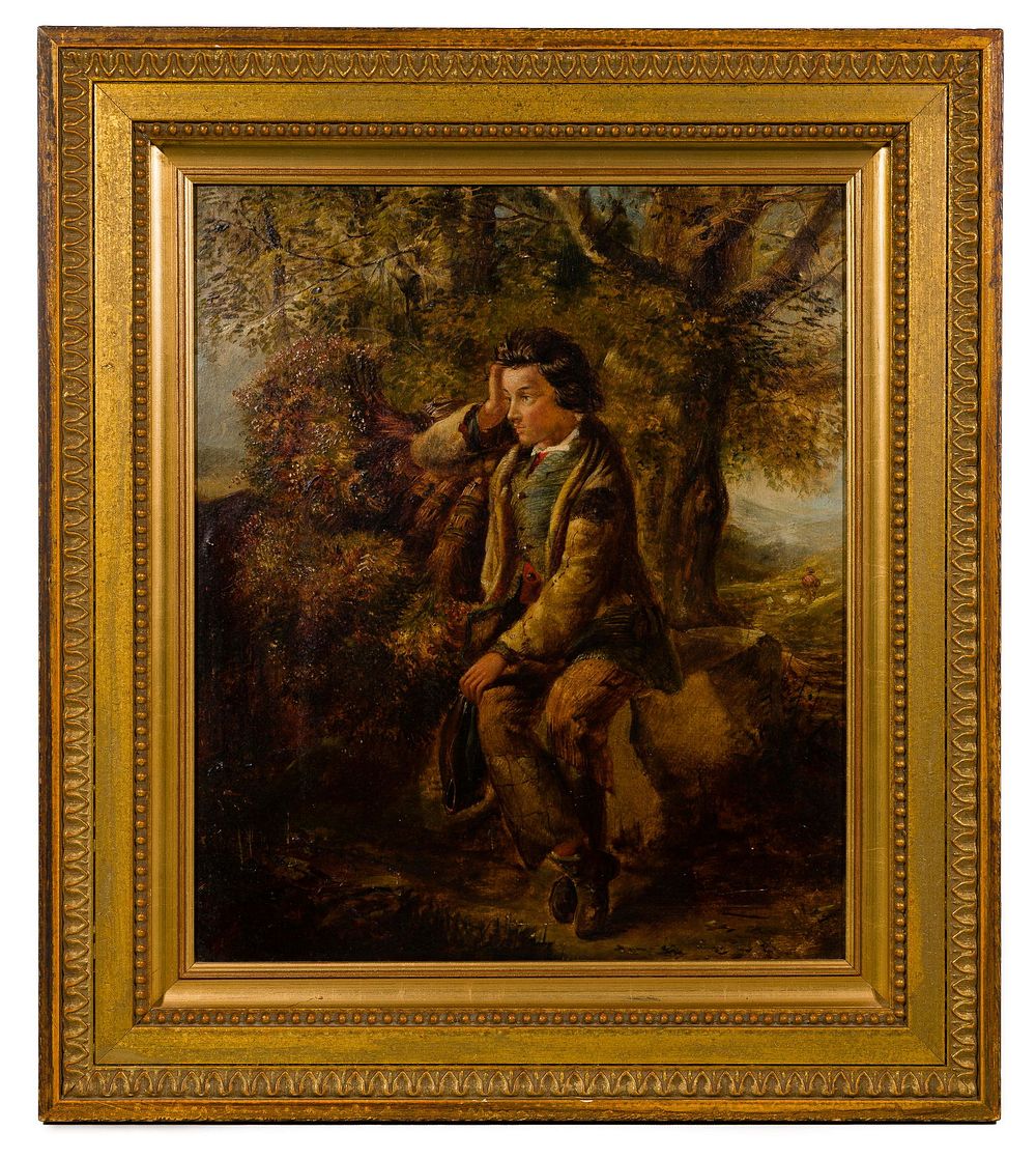 Lot 291: Unknown Artist Oil on Panel Portrait of a Boy
