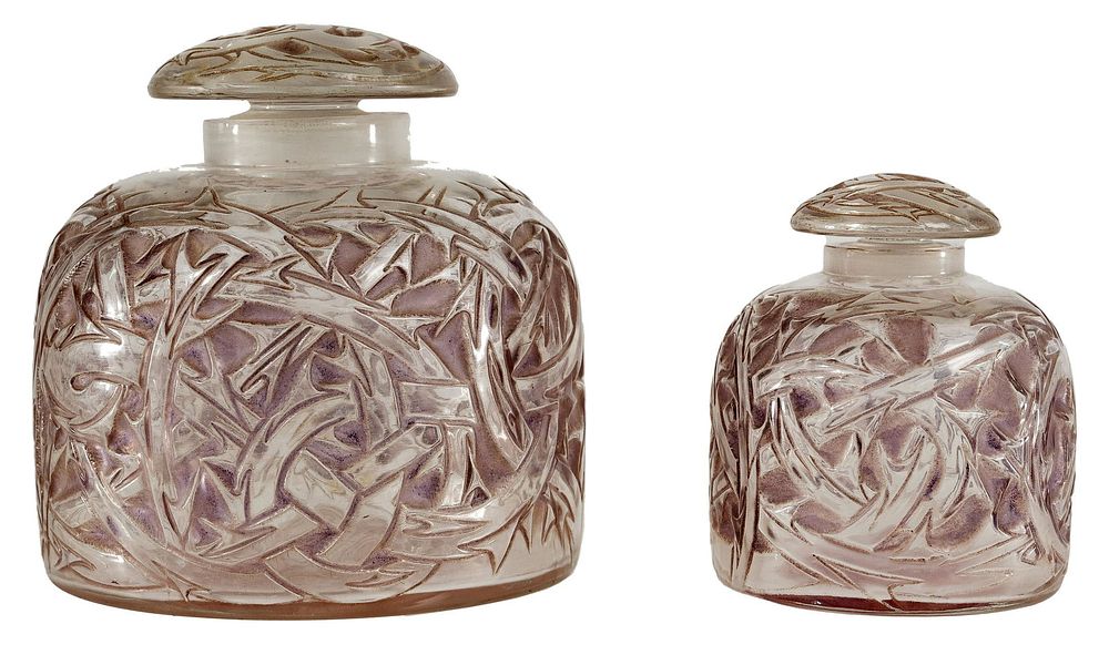 Lot 307: R. Lalique 'Epines' Crystal Perfume Decanters