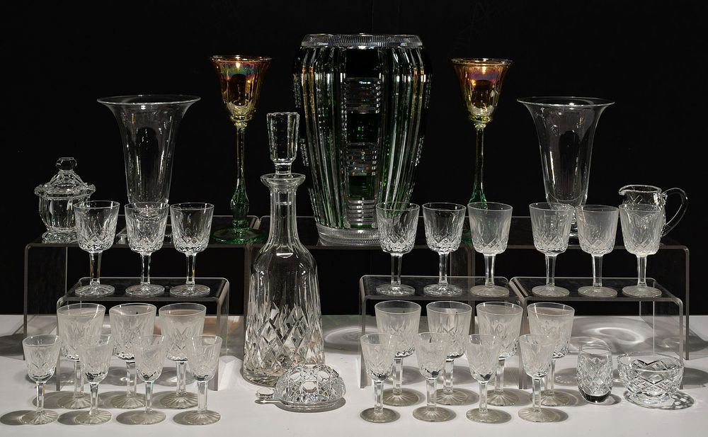 Lot 345: Designer Crystal Stemware and Vase Assortment