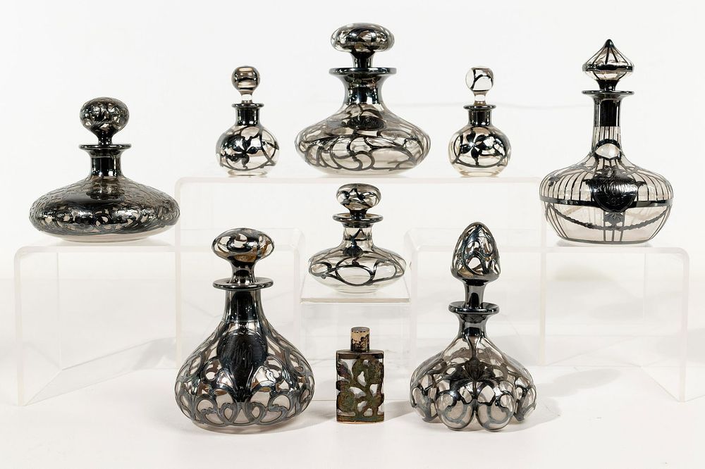 Lot 349: Fine and Sterling Silver Overlay Perfume Bottle