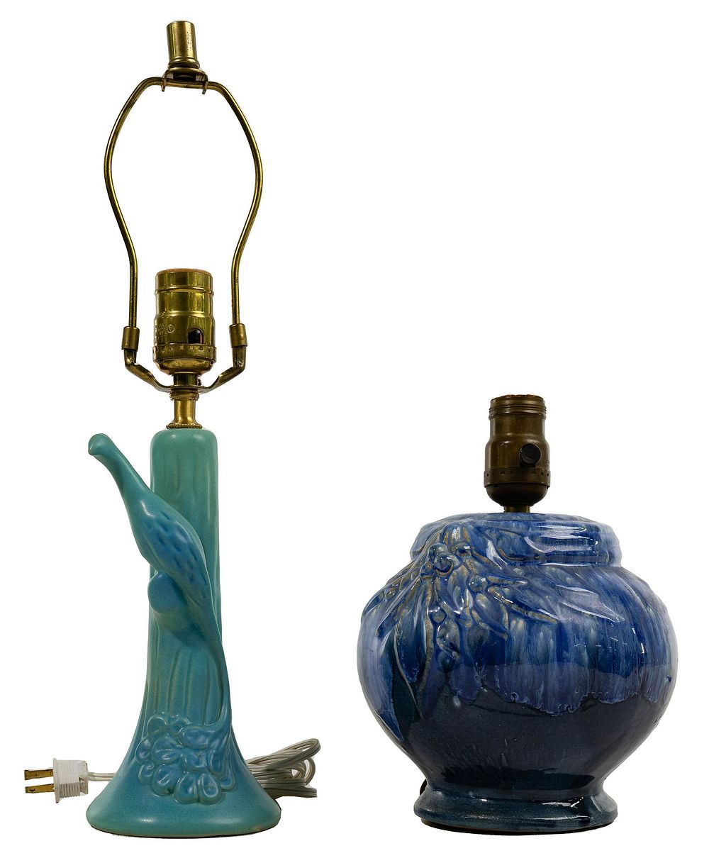 Lot 350: Van Briggle and McCoy Pottery Lamps