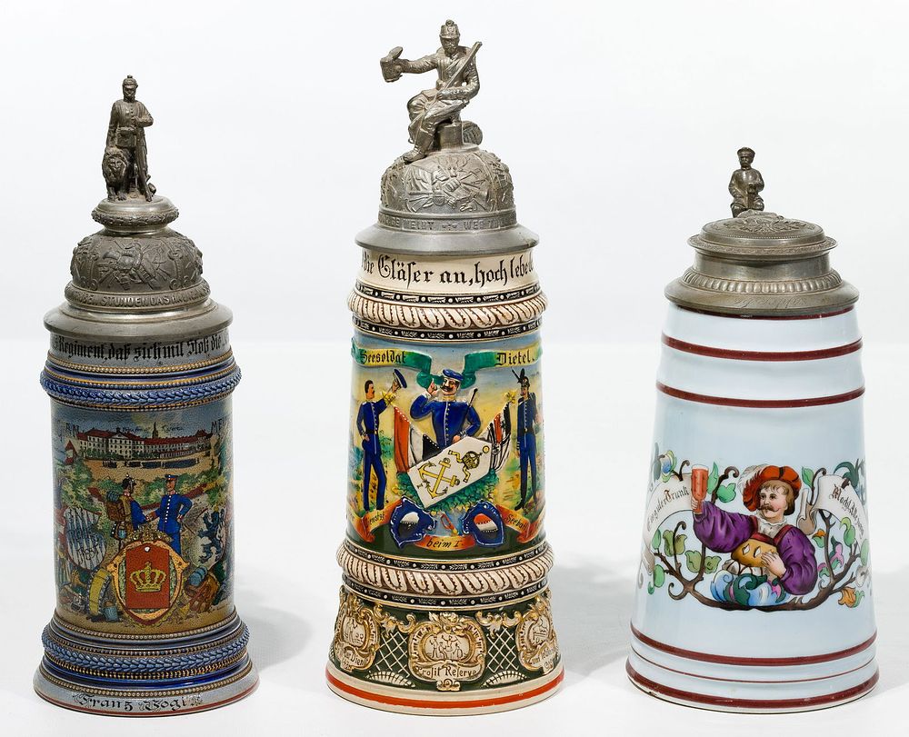 Lot 421: Lithophane and Ceramic Beer Stein Assortment