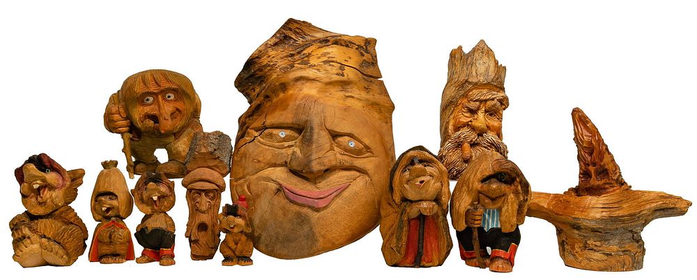 Lot 426: Carved Wood Gnome Figure Assortment