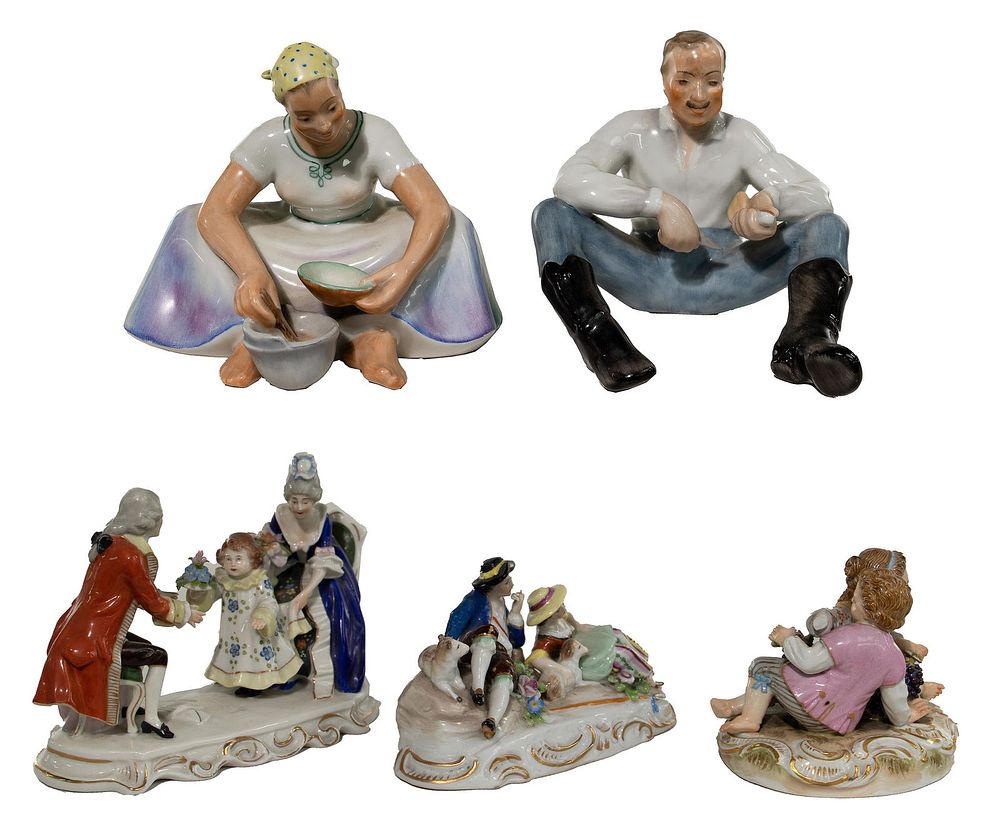 Lot 427: Meissen, Herend and German Porcelain Figurine