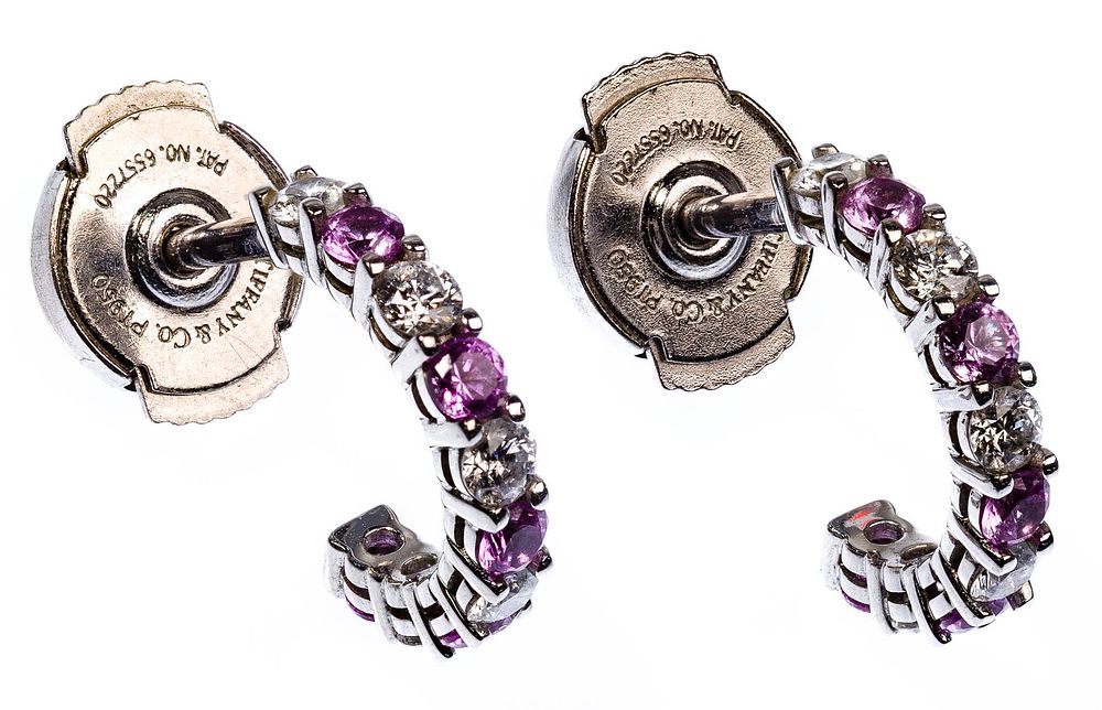 Lot 479: Tiffany & Co Platinum, Ruby and Diamond Pierced