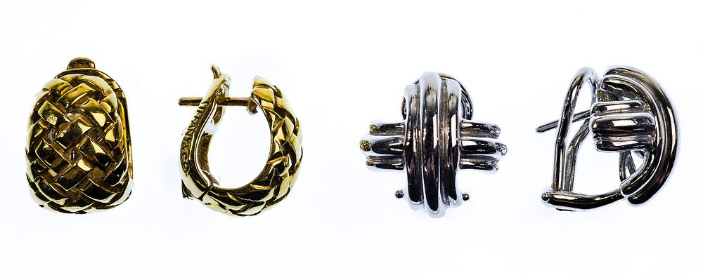 Lot 488: Tiffany & Co 18k Gold Pierced Earring Assortment