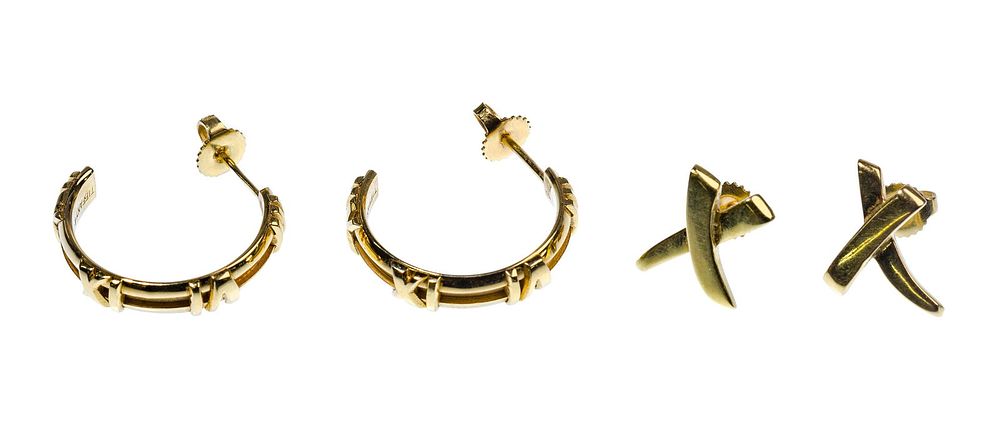Lot 494: Tiffany & Co 18k Yellow Gold Pierced Earrings