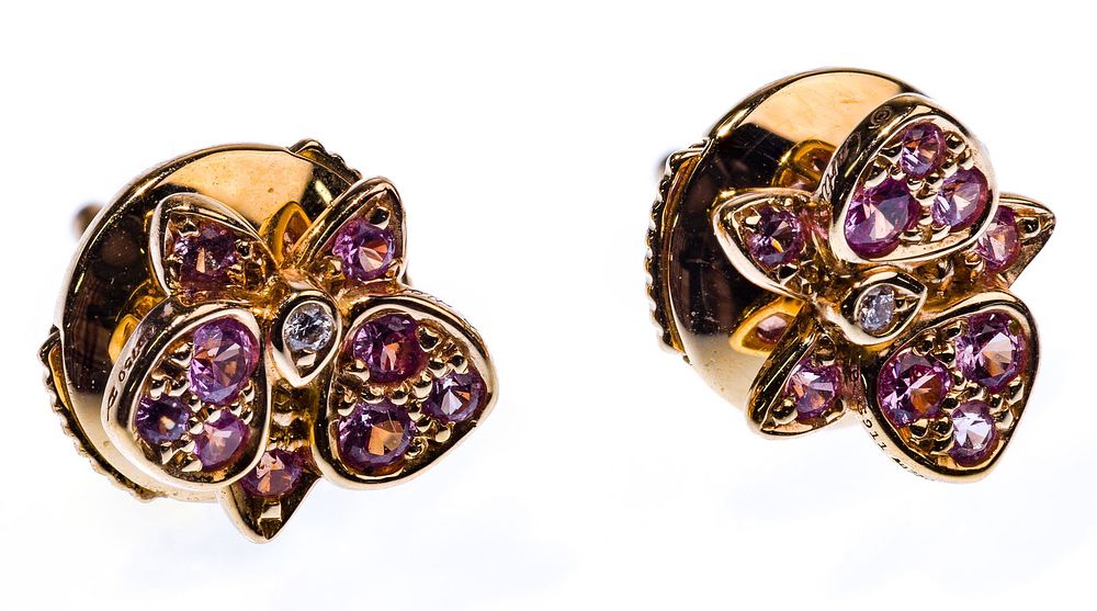 Lot 495: Cartier 18k Yellow Gold, Ruby and Diamond Pierced