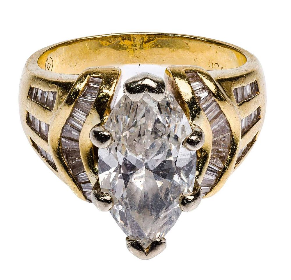 Lot 496: 18k Gold and 3.03 Carat Diamond Engagement Ring