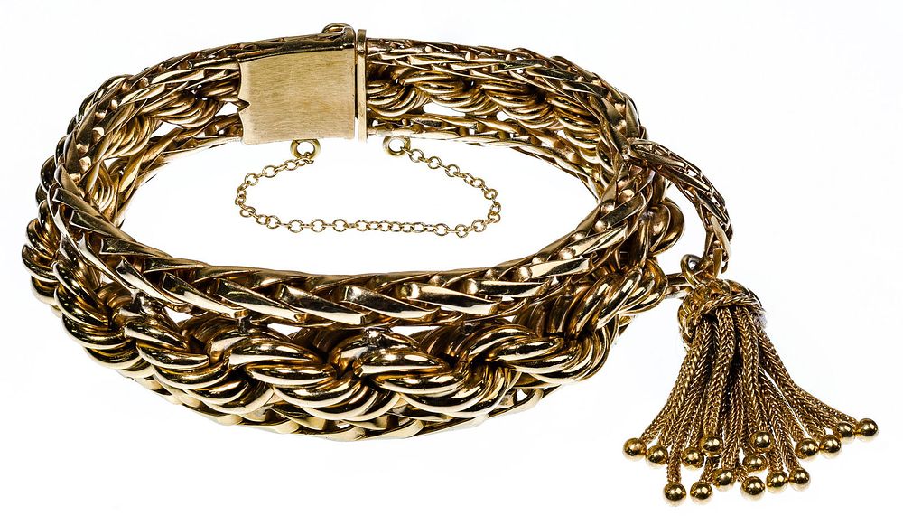 Lot 510: Succo 14k Yellow Gold Twisted Rope Bracelet
