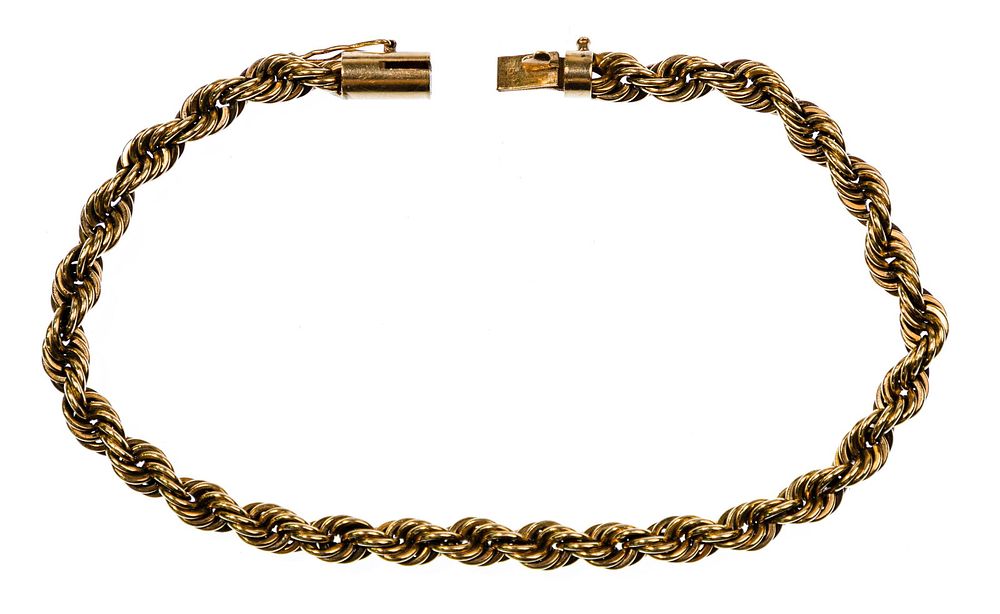 Lot 515: 14k Yellow Gold Twisted Rope Bracelet