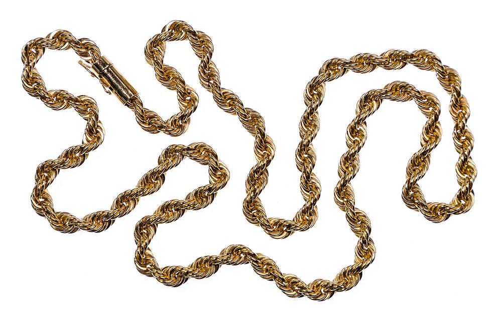 Lot 525: 14k Yellow Gold Twisted Rope Necklace