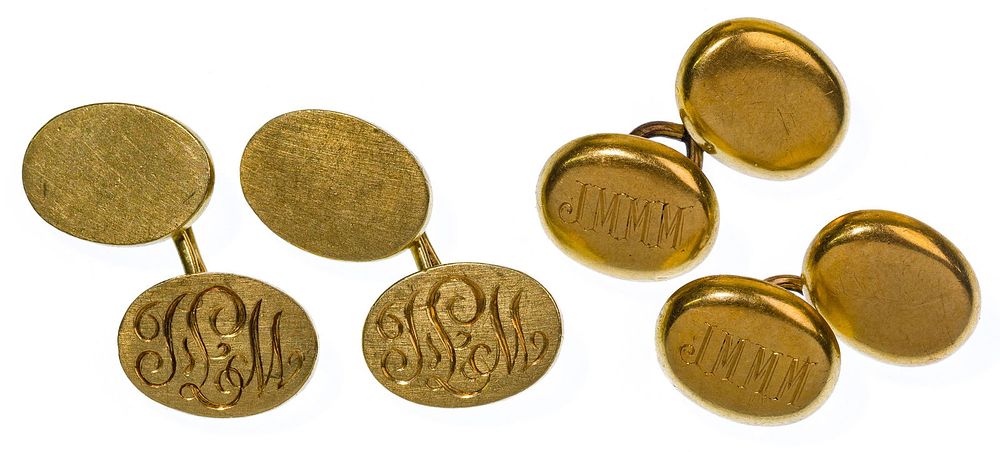 Lot 531: 18k Yellow Gold Cufflink Sets
