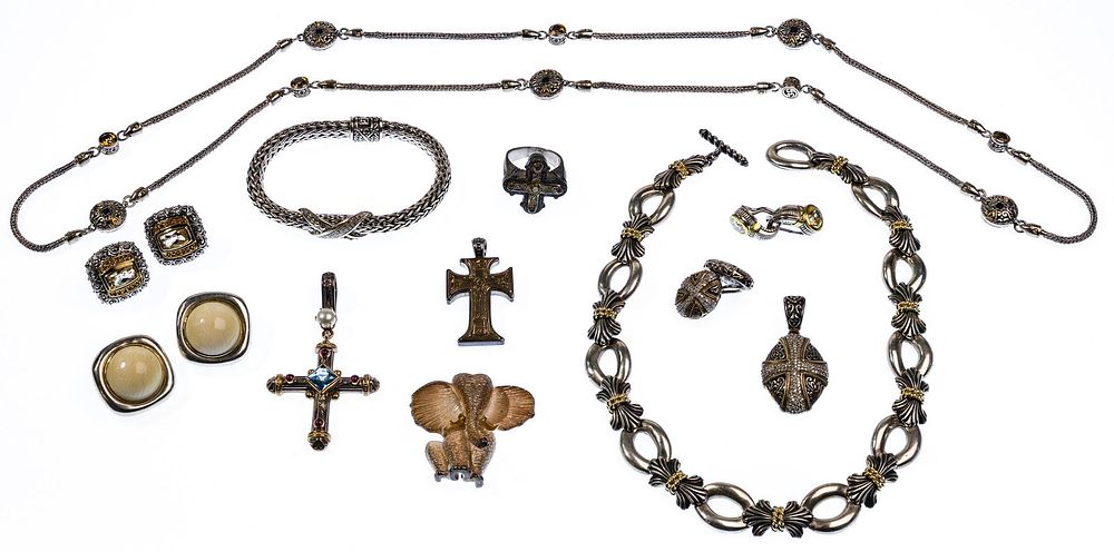 Lot 551: 18k Gold, 14k Gold and Sterling Silver Jewelry
