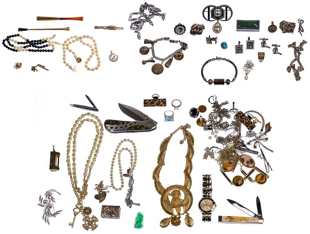 Lot 560: Gold, Silver and Costume Jewelry Assortment