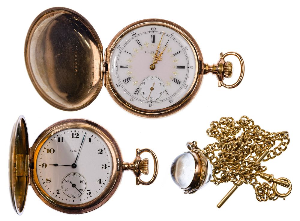 Lot 565: 18k Yellow Gold Watch Chain and Gold Filled Pocket