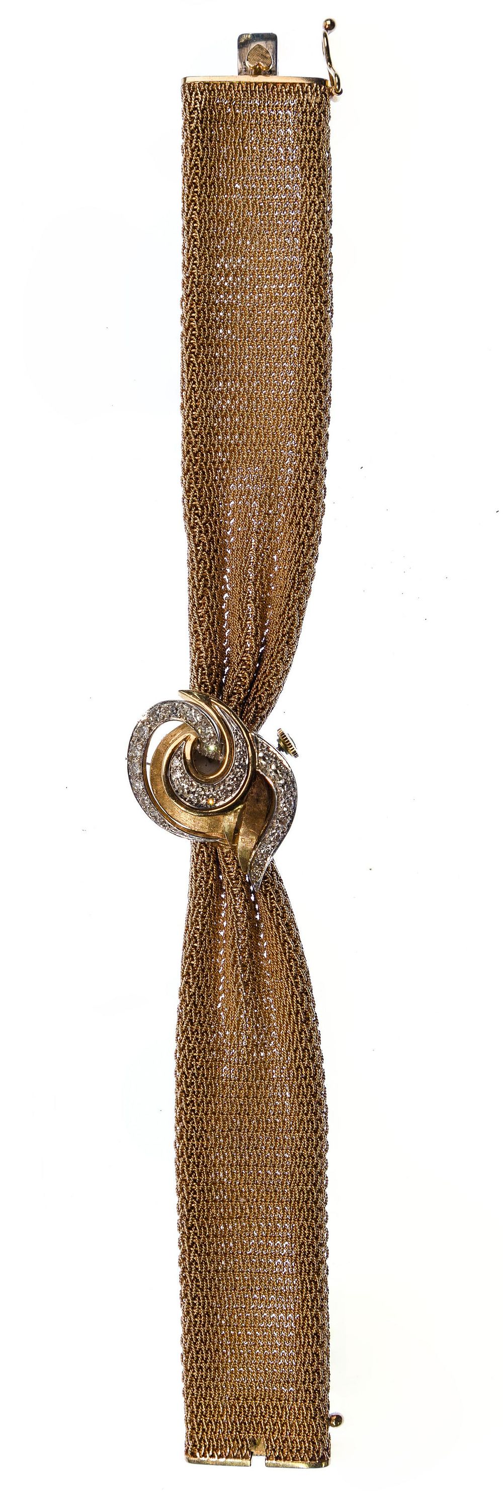 Lot 573: Baume & Mercier 14k Gold and Diamond Case and Band