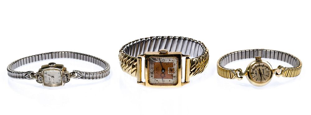 Lot 578: 14k Gold Case Wristwatch Assortment