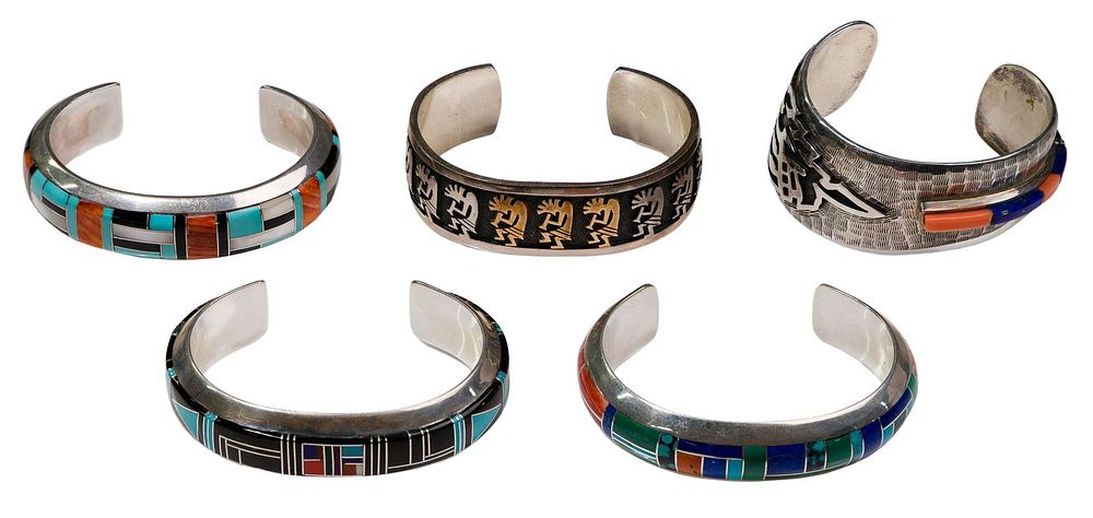 Lot 580: Artist Initial Signed Cuff Bracelet Assortment