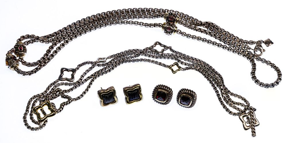 Lot 584: David Yurman 18k Gold and Sterling Silver Necklace and