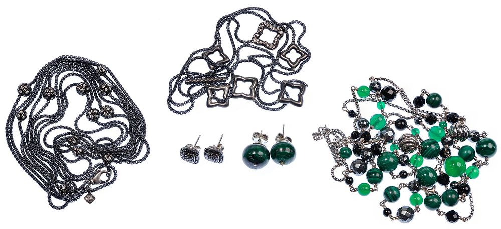 Lot 588: David Yurman Sterling Silver Necklace and Earring